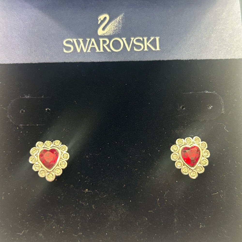Swarovski Red Heart Crystal Earrings